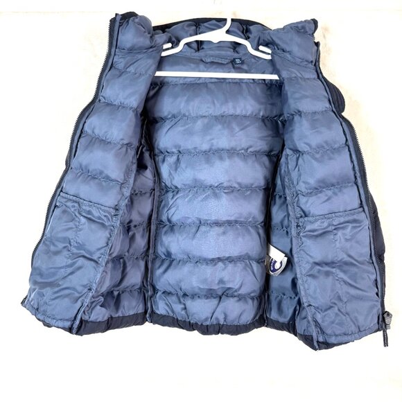 Uniqlo Kids Puffer Lightweight Full Zip Hooded Nylon Jacket Girl Boy 5 6 Blue - Picture 3 of 8